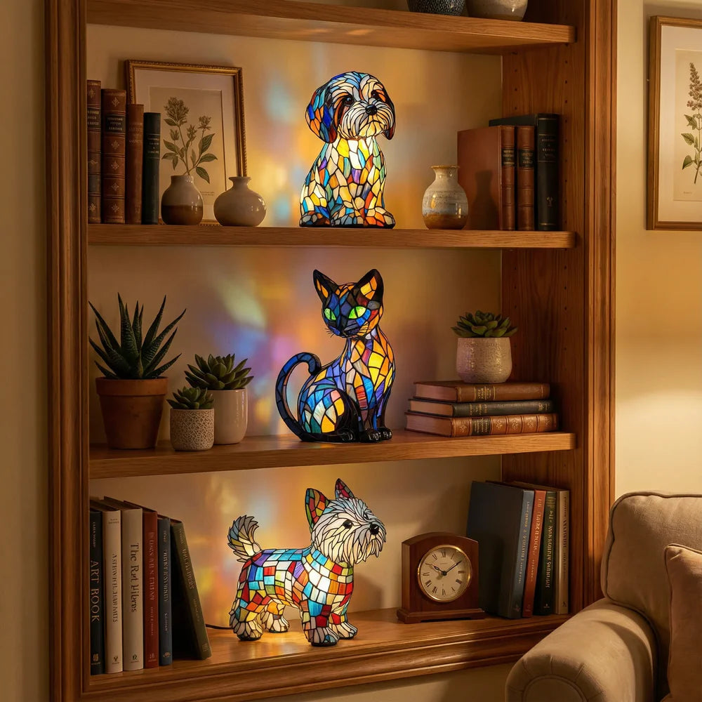 Lámpara vitral en salón moderno – decoración hogar Glow Madrid